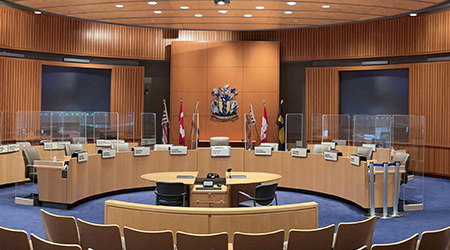 Interior view of City of Richmond's council chamber
