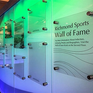 View of the Richmond Sports Wall of Fame exhibit