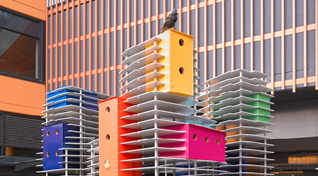 One Park Otto Finch Haus (2024) by artists Christian Giroux and Daniel Young, located at 8119 Park Road, Richmond.