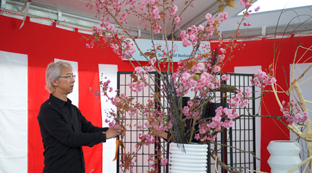 The Sogetsu style of Ikebana demonstration by Stephen Kuo at the 2024 Richmond Cherry Blossom Festival.