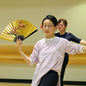 View of a dance class participant