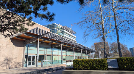 View of the Southwest side of City Hall in winter