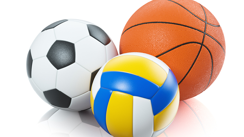 Three types of sports balls