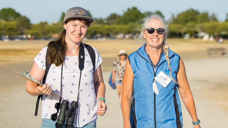 Two people walking