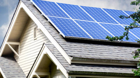 Solar panels on a residential home