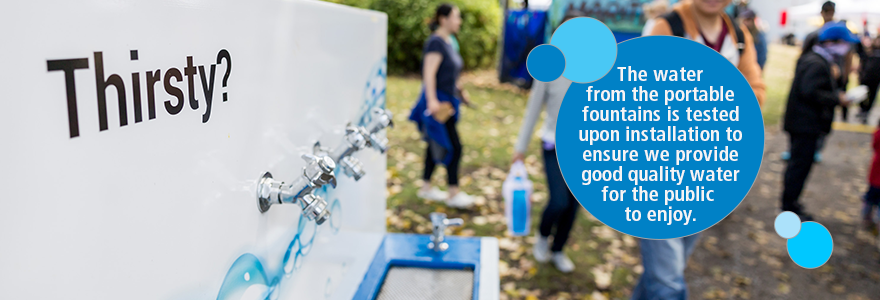 Portable water fountain at an event in the community
