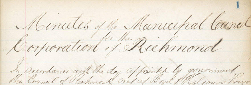 View of the first minutes in Richmond's archival history