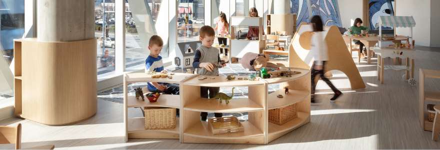 View of children playing at a child care facility