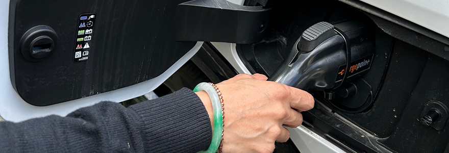 An electric vehicle charging plug in