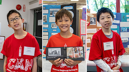 Three students who won the BC Heritage Fairs Stellar Achievement Award