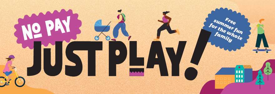 Header for the No Pay, Just Play! program for the 2025 summer.