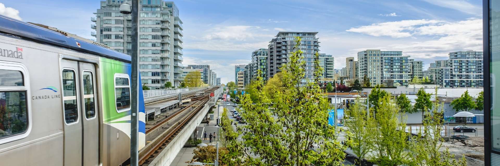 Skyline view from the Brighouse Skytrain Station platform