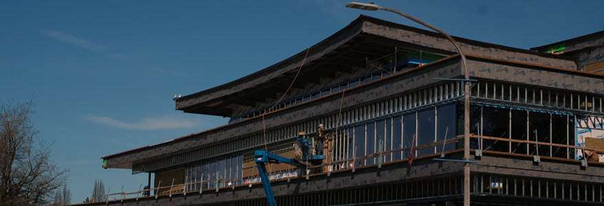 Steveston Community Centre and Library construction progress as of June 2026.