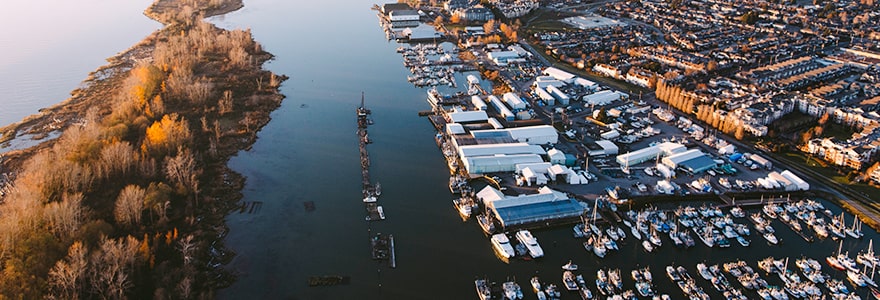 Aerial view of Steveston waterfront