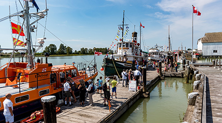 Boats along the dock in Steveston.