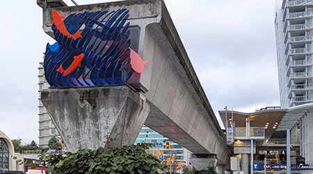 Tales in Current installation on the Canada Line’s concrete guideway.