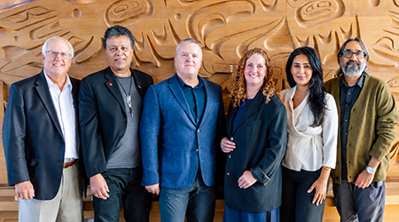 Malcolm Brodie, City of Richmond Mayor; Danny Sitnam, President and CEO of Helijet International Inc; Greg Allen, Corporate Director and Partner at Chrysalix Venture Capital; Jennifer West, Executive Director at Richmonnd Division of Family Practice; Sarb