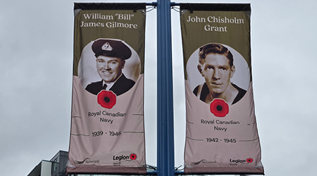 View of two Veterans Banners on Richmond streets