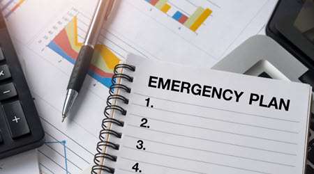 View of an emergency plan and stationary