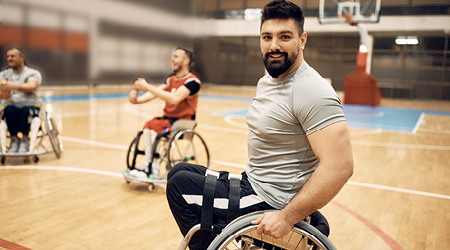 Athlete playing wheelchair basketball