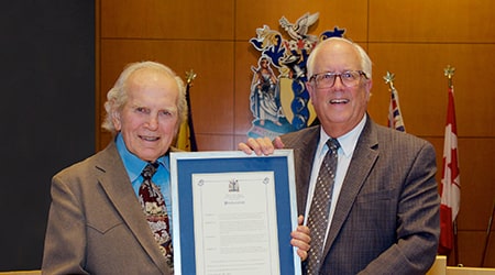 Former Richmond Councillor Harold Steves and Mayor Malcolm Brodie