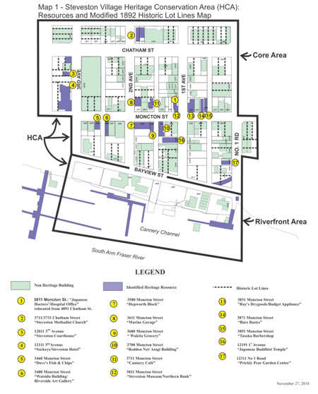 Map of Steveston Village Conservation Area showing Heritage Resources