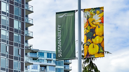 View of street banner in central Richmond