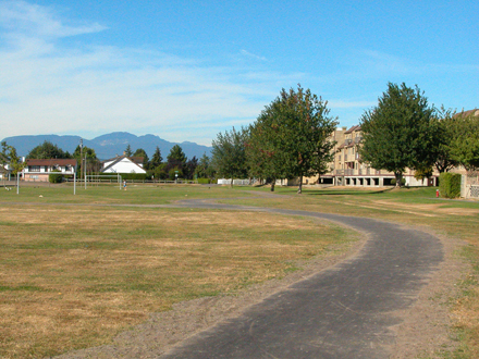 Grauer Park - north view of pathway and sportsfield(s)