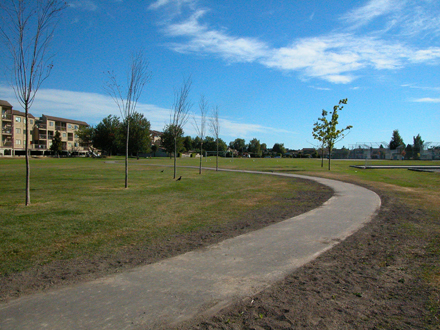 Grauer Park - south facing view of pathway and sportsfield(s)