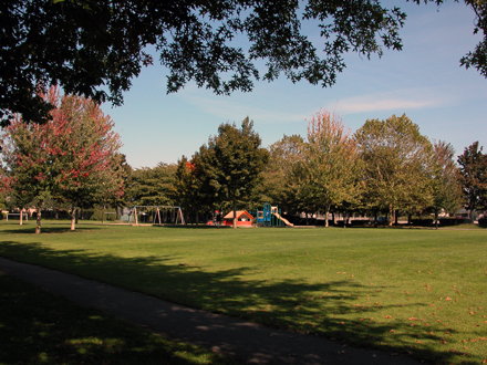 Albert Airey Park - northeast facing view of park and playground in distance