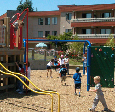 Steveston Community Park - northwest facing view of playground