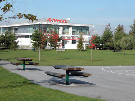 Toyota Mini-Park - View facing west towards park sponsor Toyota Inc.